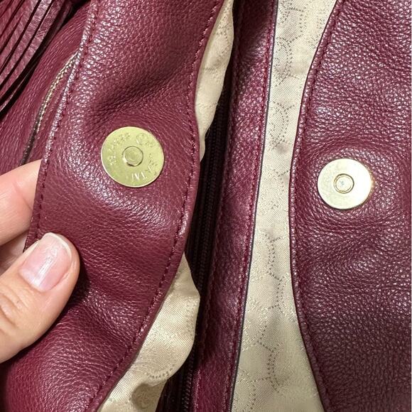 Michael Kors Burgundy Oxblood Leather Hobo Shoulder Bag - Soft & Stylish - Picture 13 of 13